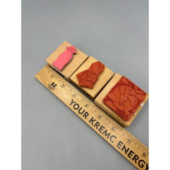 3 Halloween Rubber Stamp Witch Dracula Cat Pumpkin Canadian Maple Collections - Picture 7 of 7